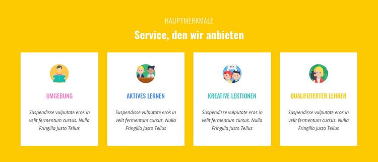 Eigenschaften Unser Service bieten HTML-Vorlage