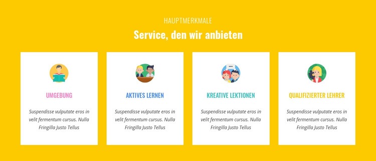 Eigenschaften Unser Service bieten Website Builder-Vorlagen