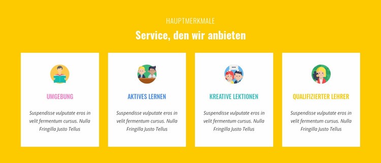 Eigenschaften Unser Service bieten Website design