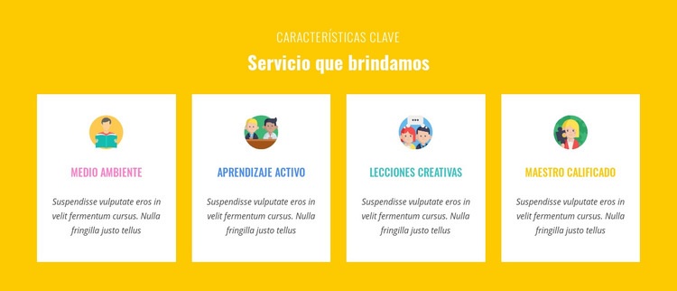 Características que brinda nuestro servicio Maqueta de sitio web