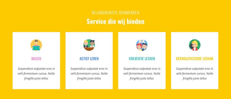 Functies die onze service biedt Website Builder-sjablonen