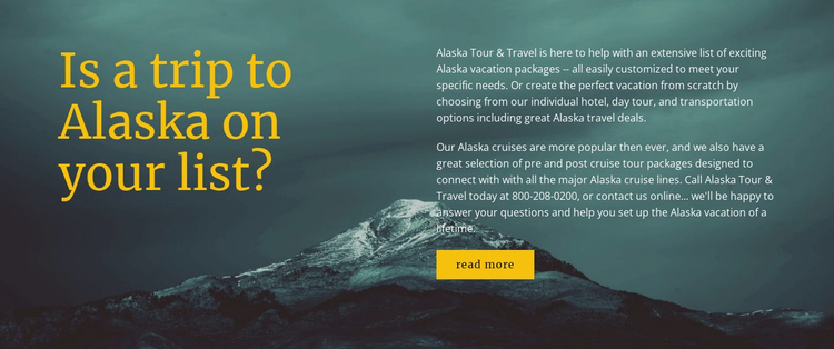 Trip to Alaska One Page Template