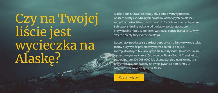 Wycieczka na Alaskę Makieta strony internetowej