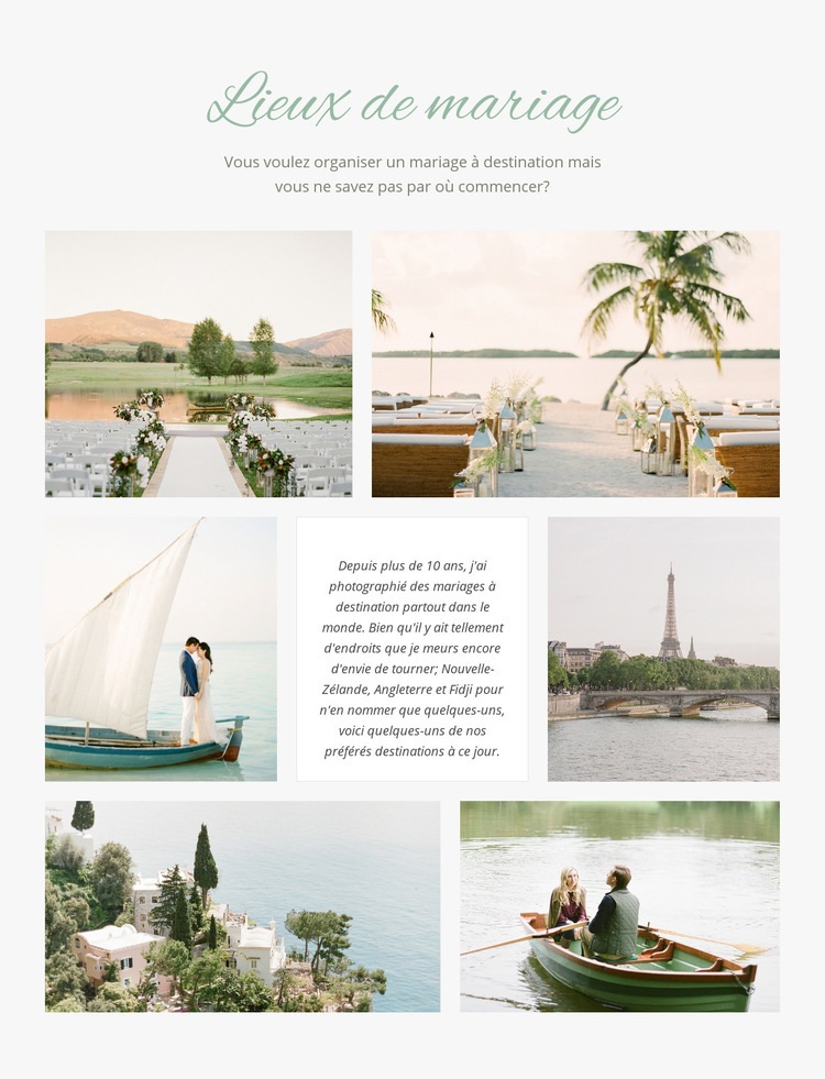 Lieux de mariage Page de destination