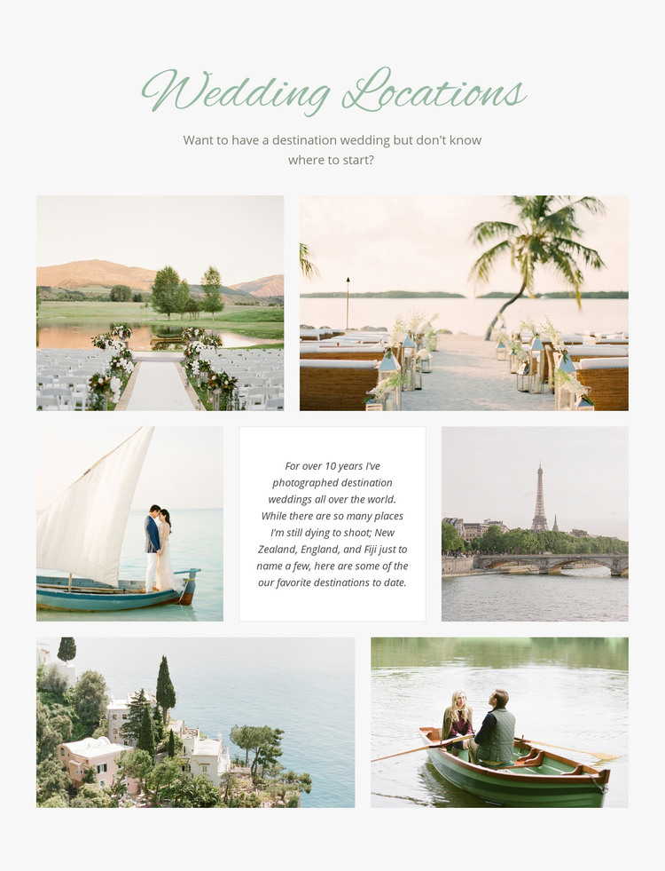 Wedding Locations Homepage Design