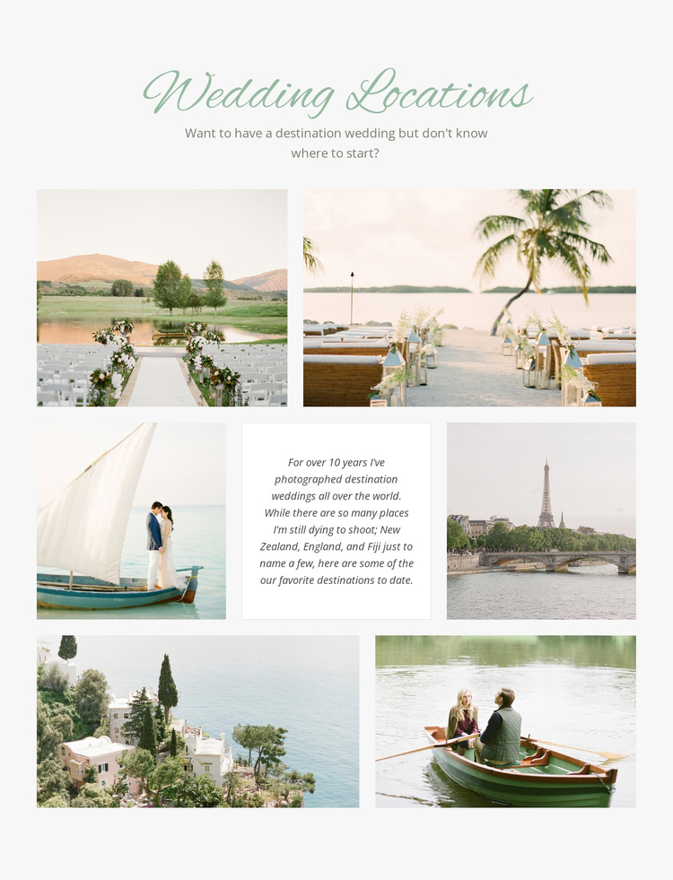 Wedding Locations One Page Template
