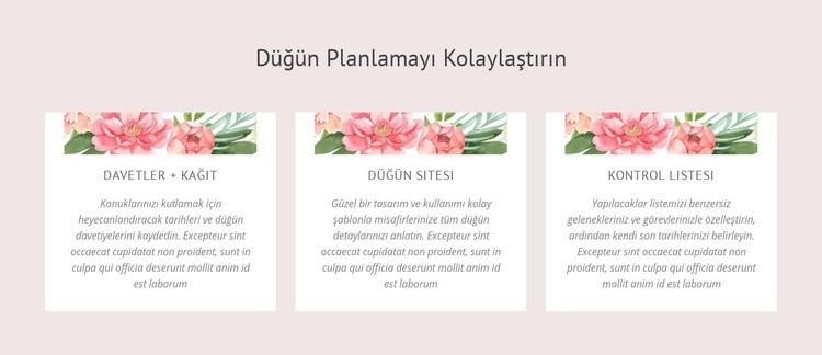 Düğün planlama ipuçları Html Web Sitesi Oluşturucu