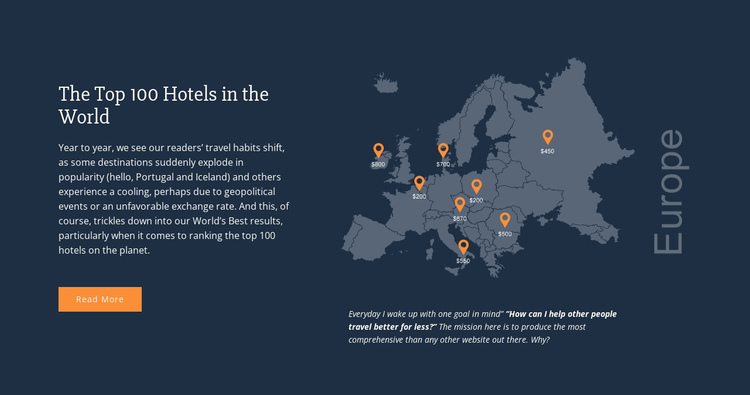 Top 100 Hotels in the World One Page Template