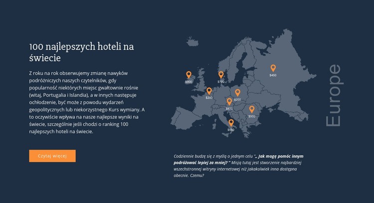 100 najlepszych hoteli na świecie Makieta strony internetowej