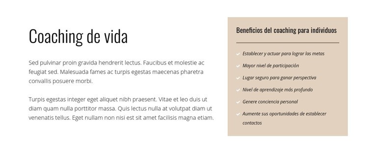 Texto y lista sobre fondo de color Plantillas de creación de sitios web