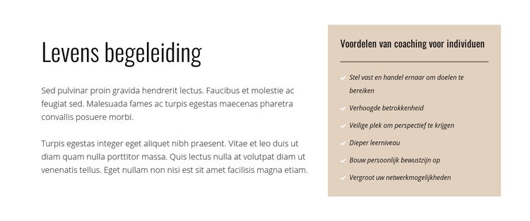 Tekst en lijst op gekleurde achtergrond Website mockup