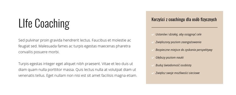 Tekst i lista na kolorowym tle Makieta strony internetowej