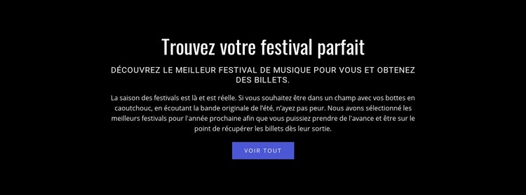 Texte sur le festival Maquette de site Web