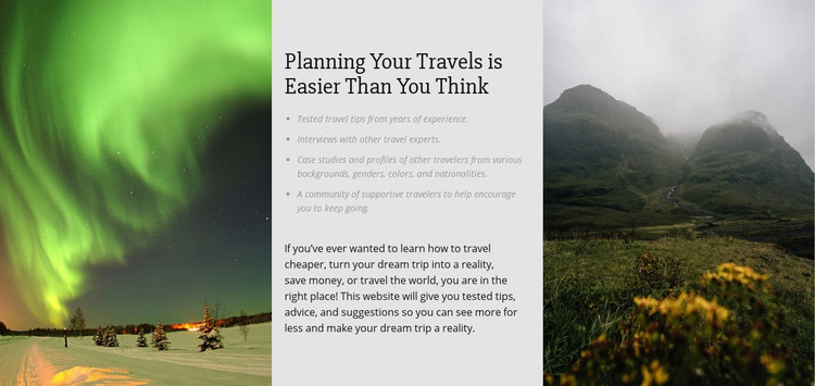 Planning Your Travels Homepage Design
