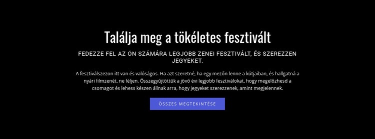 Szöveg a fesztiválról Weboldal tervezés