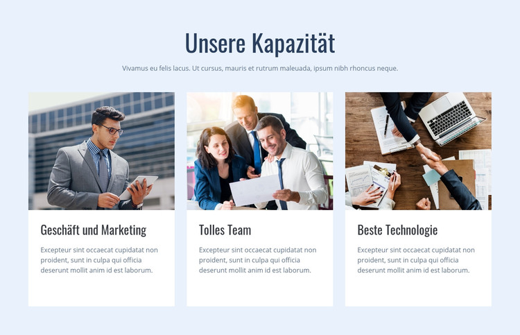 Unsere Kapazität HTML-Vorlage