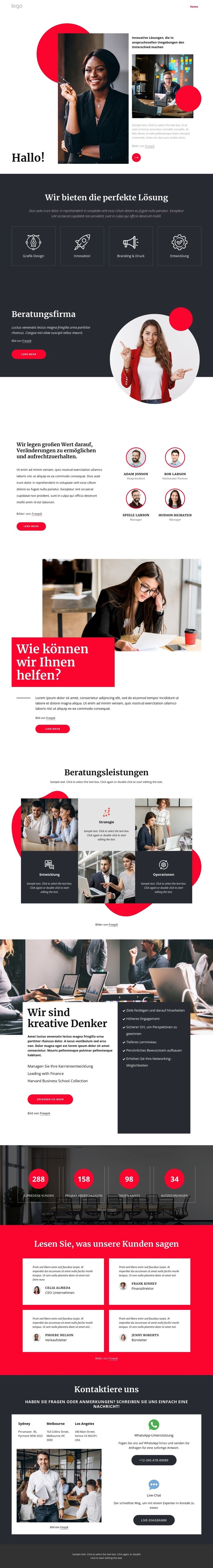 Beratungsunternehmen NYC Landing Page