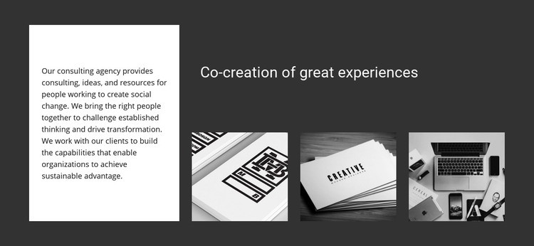 Co-creation of great experiences Homepage Design