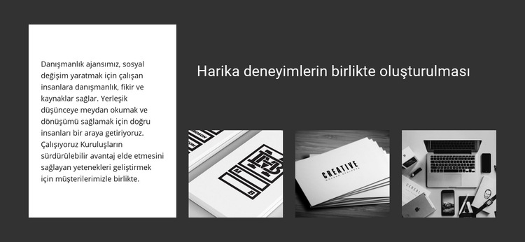 Harika deneyimlerin birlikte oluşturulması Web Sitesi Şablonu