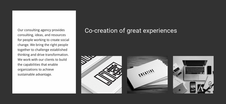 Co-creation of great experiences Website Mockup