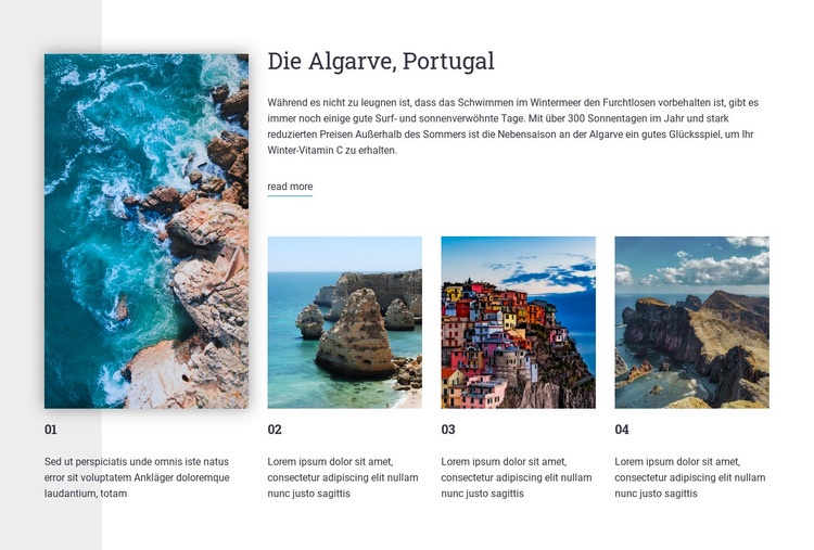 Reisen Sie in die Algarve, Portugal Eine Seitenvorlage