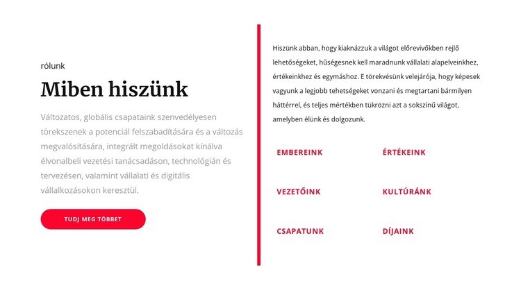 Amit hiszünk HTML Sablon