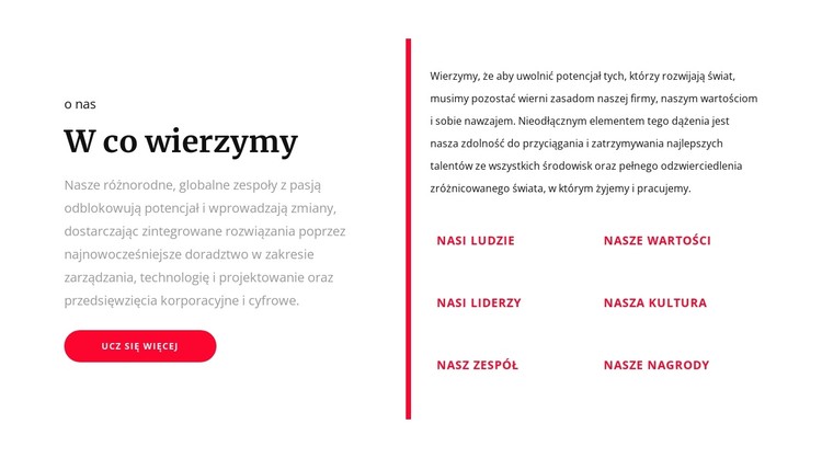 W co wierzymy Szablon CSS