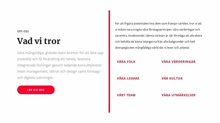 Vad vi tror CSS -mall