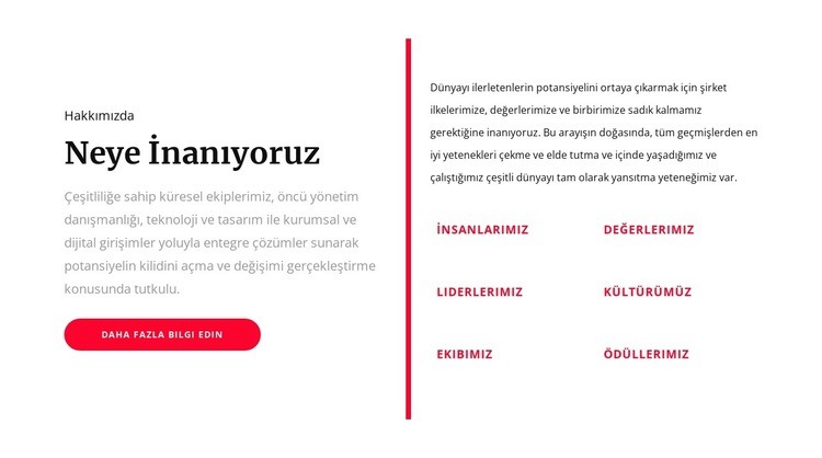 Neye inanıyoruz Html Web Sitesi Oluşturucu