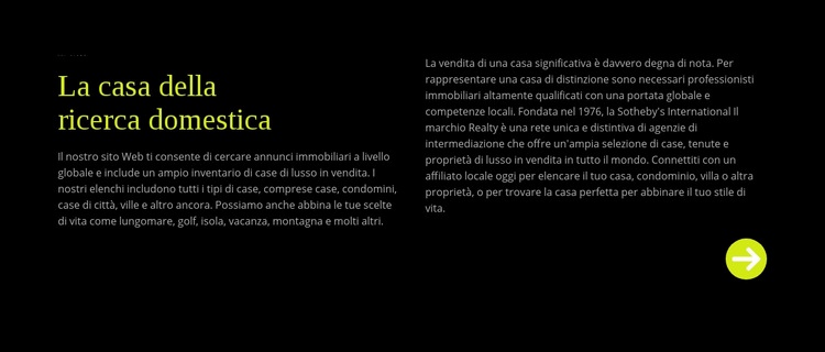 Testo sulla ricerca domestica Un modello di pagina