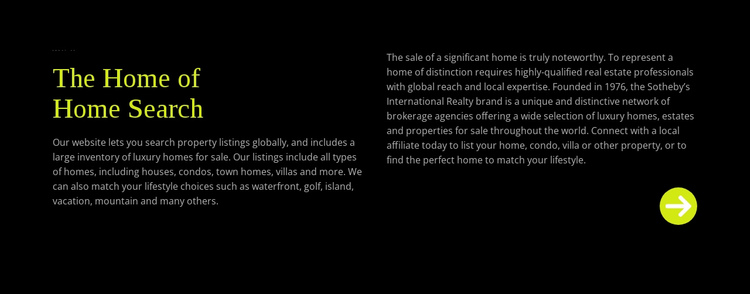 Text about home search One Page Template