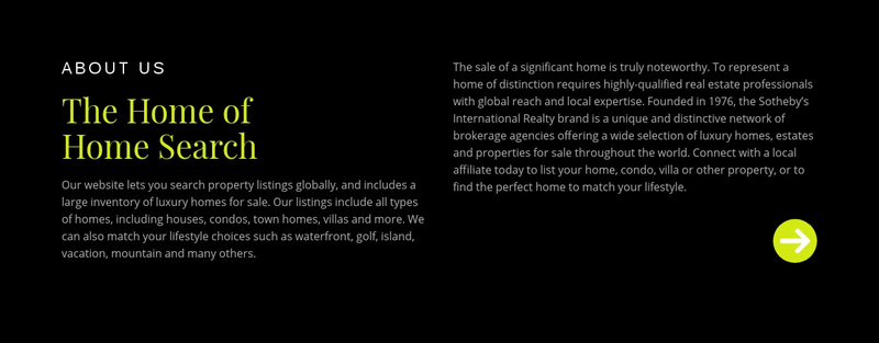 Text about home search Squarespace Template Alternative