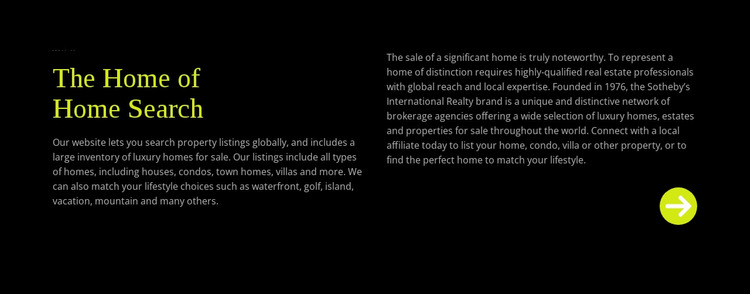 Text about home search WordPress Website Builder
