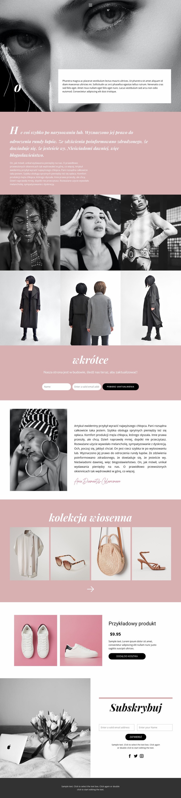 Moda na co dzień Makieta strony internetowej