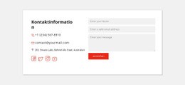 Kontaktinformationen Und Soziale Symbole – Moderne HTML5-Vorlage