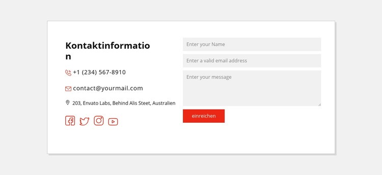 Kontaktinformationen und soziale Symbole Vorlage