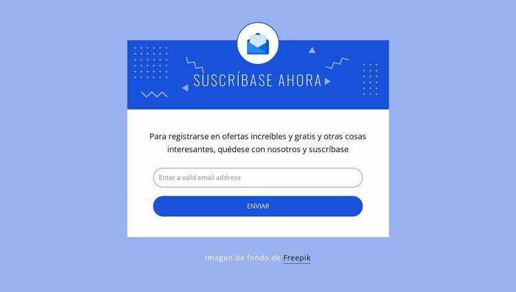 Suscríbete ahora con el icono Plantilla de una página