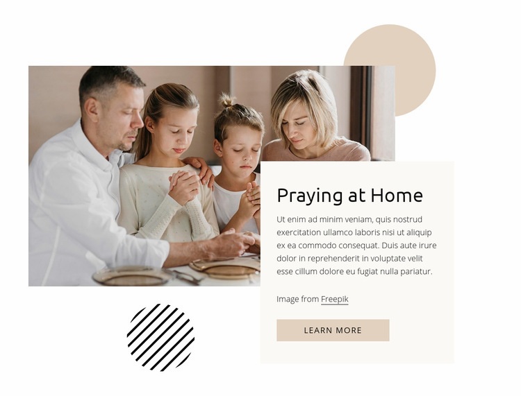 Praying in home Homepage Design