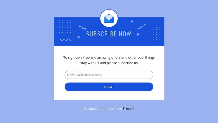 Subcribe now with icon Homepage Design