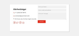 Kapcsolatfelvételi Adatok És Közösségi Ikonok - HTML Webhelysablon