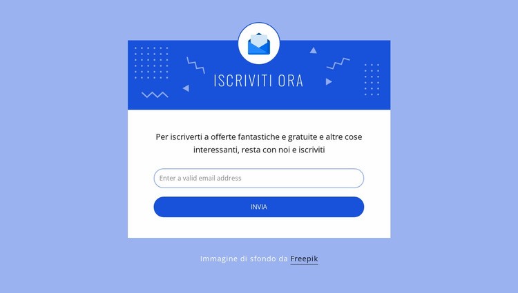 Iscriviti ora con l'icona Mockup del sito web