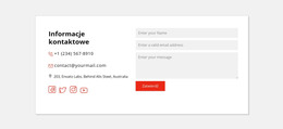 Informacje Kontaktowe I Ikony Społecznościowe - Szablon Strony HTML