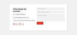 Informações De Contato E Ícones Sociais -Maquete De Site Pronta Para Usar