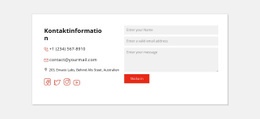 Kontaktinformation Och Sociala Ikoner - Webbplatsmallar