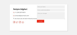 İletişim Bilgileri Ve Sosyal Simgeler - Web Sitesi Şablonu Ücretsiz Indir