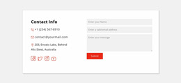 Contact Info And Social Icons -Ready To Use Website Mockup