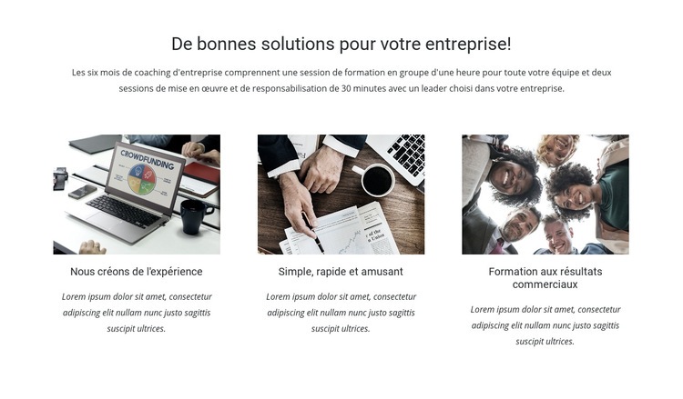 Solutions pour les entreprises Maquette de site Web