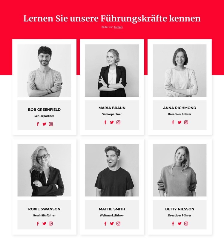 Lernen Sie unsere Führungskräfte kennen HTML Website Builder