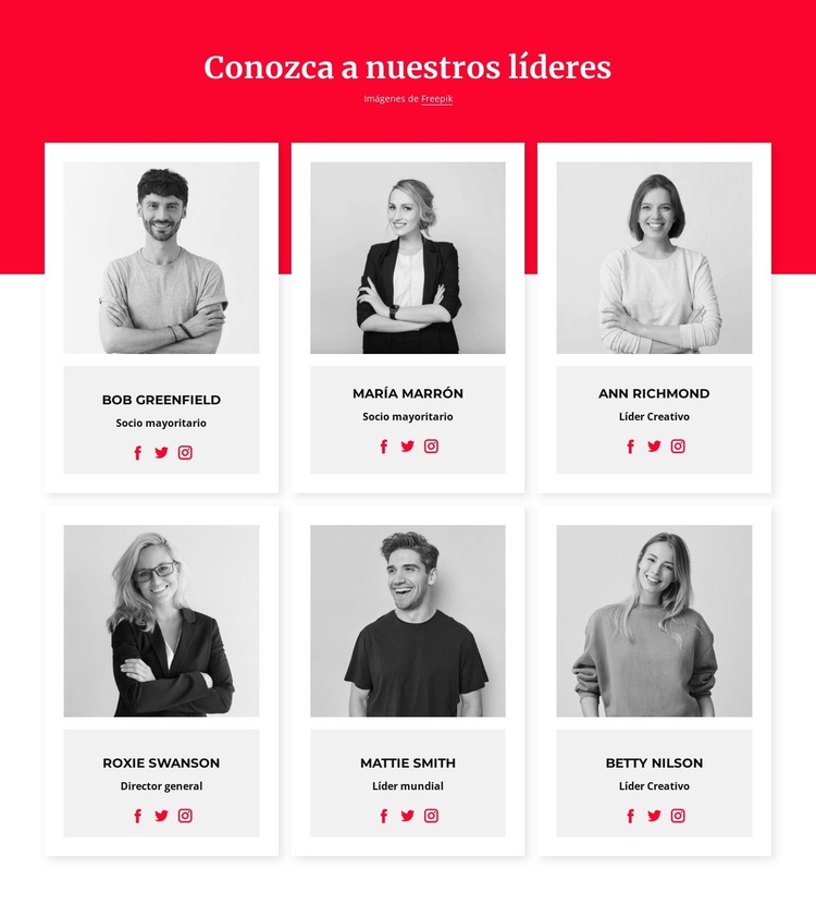 Conoce a nuestros líderes Plantilla de sitio web