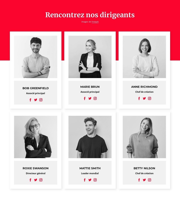 Rencontrez nos dirigeants Modèles de constructeur de sites Web